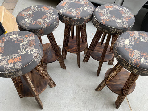 Two Bar Stools with Fabric