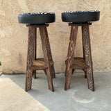Two Bar Stools with Fabric