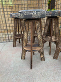 Two Bar Stools with Fabric